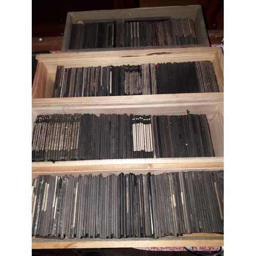 382 - Four wooden boxes of glass slides.