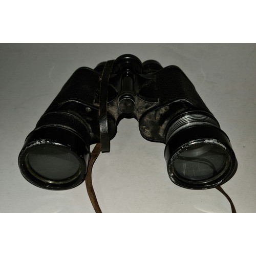 175 - A box containing three pairs of binoculars with leather cases and a Koura camera by Kowa Company Ltd... 