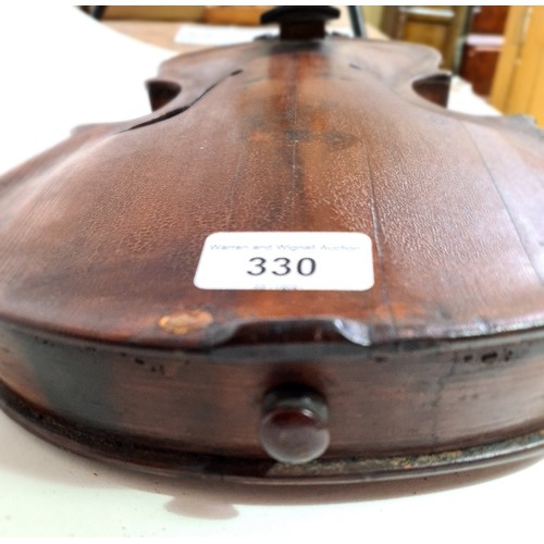 330 - 19th century violin, one piece back, 360mm.