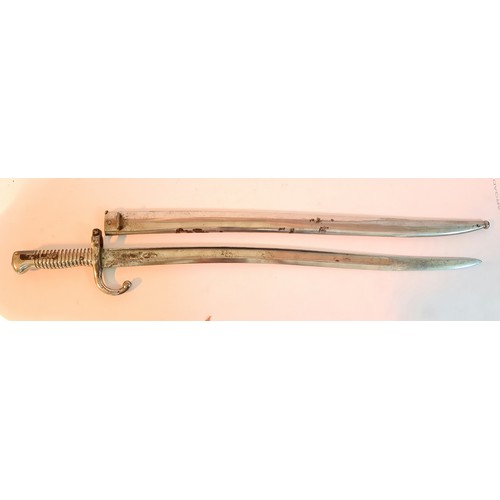 214 - A French Chassepot bayonet, dated 1863 - length of blade 57cm.