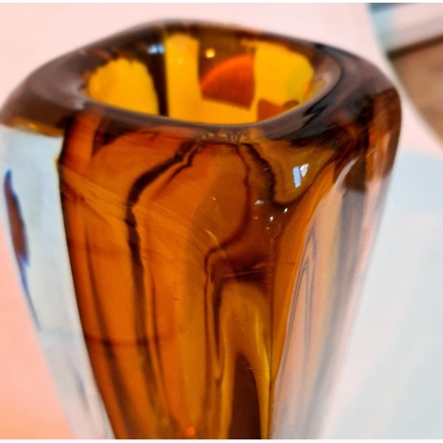 199 - A Kosta Amber glass vase, marked KOSTA LH1898 to base