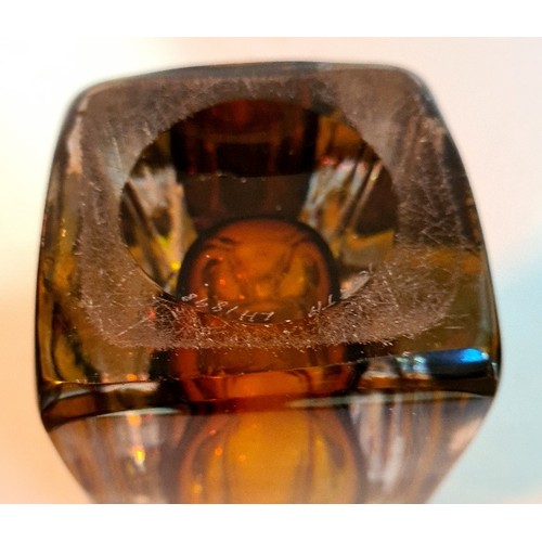 199 - A Kosta Amber glass vase, marked KOSTA LH1898 to base