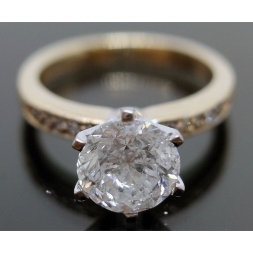 146 - A diamond solitaire ring, the six claw set round brilliant cut diamond weighing approx. 2.53ct, diam... 