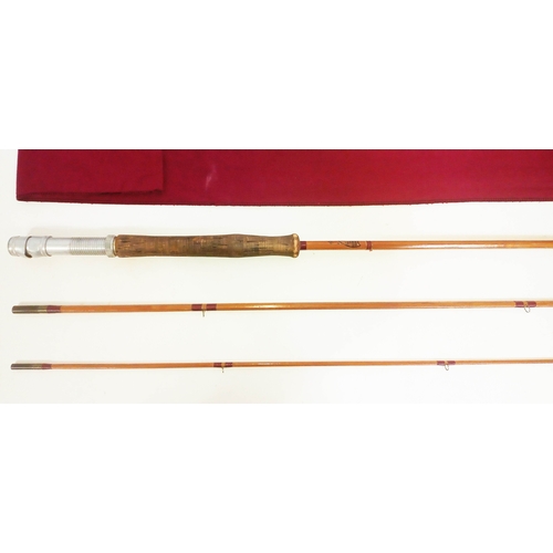 A vintage 9 1/2' Clan Rod Campbell split cane fly fishing rod by