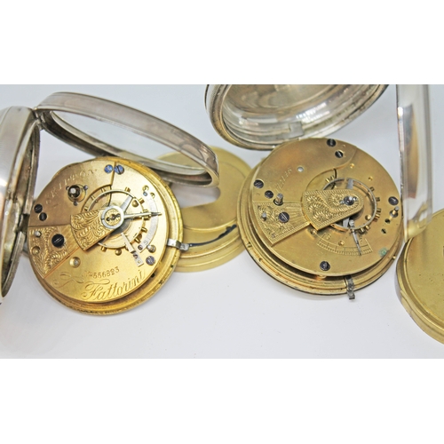 110 - Two hallmarked silver open face English lever pocket watches, circa 1900, one signed 'T Fattorini Sk... 