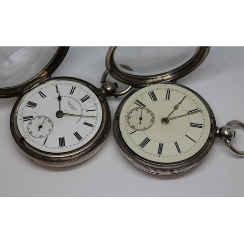 110 - Two hallmarked silver open face English lever pocket watches, circa 1900, one signed 'T Fattorini Sk... 