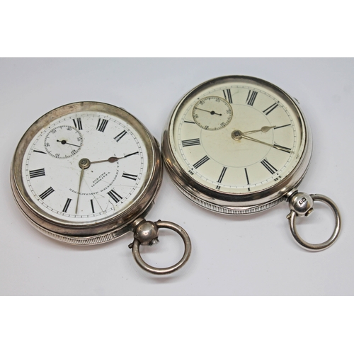 110 - Two hallmarked silver open face English lever pocket watches, circa 1900, one signed 'T Fattorini Sk... 