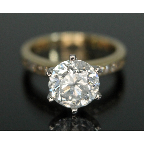 146 - A diamond solitaire ring, the six claw set round brilliant cut diamond weighing approx. 2.53ct, diam... 