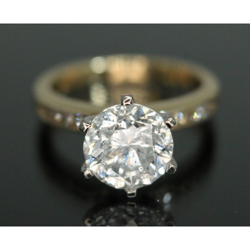 146 - A diamond solitaire ring, the six claw set round brilliant cut diamond weighing approx. 2.53ct, diam... 