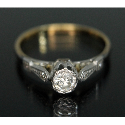 162 - An early 20th century diamond solitaire ring, the round cut diamond weighing approx. 0.27 carats, th... 