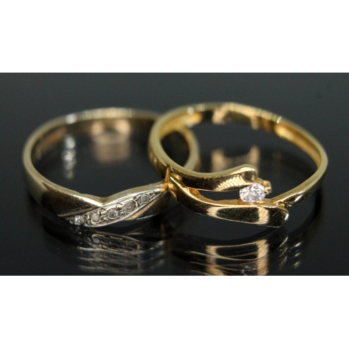 177 - A hallmarked 9ct gold diamond ring and another diamond ring with indistinct foreign marks, gross wei... 