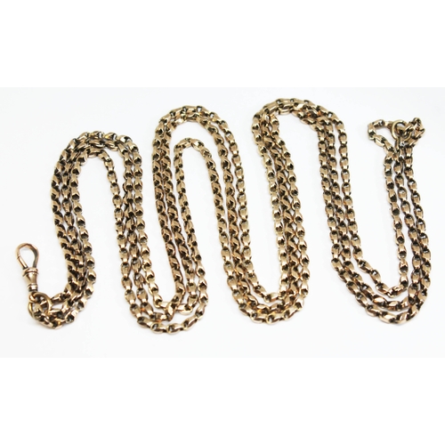 191 - An antique guard chain, the chain marked '9ct' and the clasp, '9c', length 150cm, weight 23.87g.