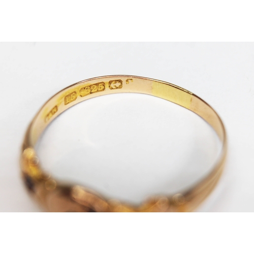 198 - An antique hallmarked 15ct gold diamond and sapphire ring, sponsor's mark 'B&H', Birmingham, dated l... 