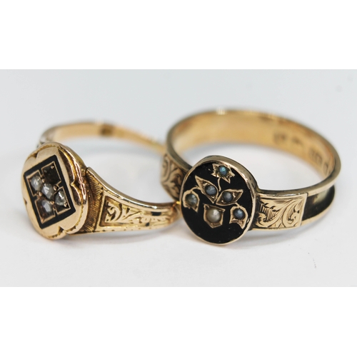 209 - Two Georgian rings, one set with diamonds hallmarks rubbed and the other split pearls hallmarked 9ct... 