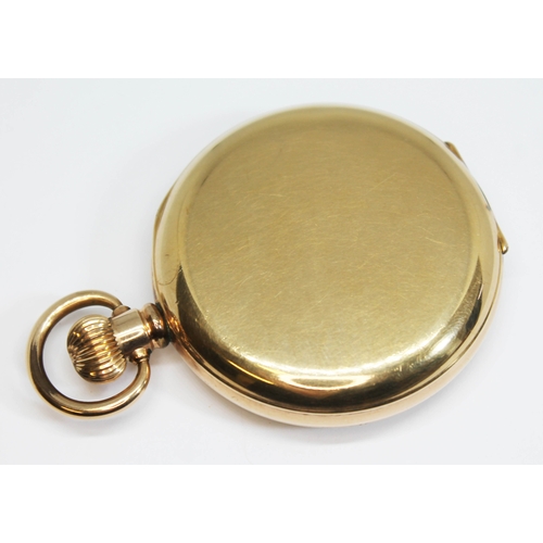 97 - A gold plated open face Waltham traveler pocket watch, circa 1929, white enamel dial with Roman nume... 