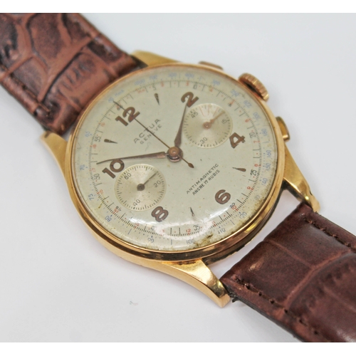 99 - A mid 20th century vintage Actua chronograph type wristwatch, signed dial with interspersed numerals... 