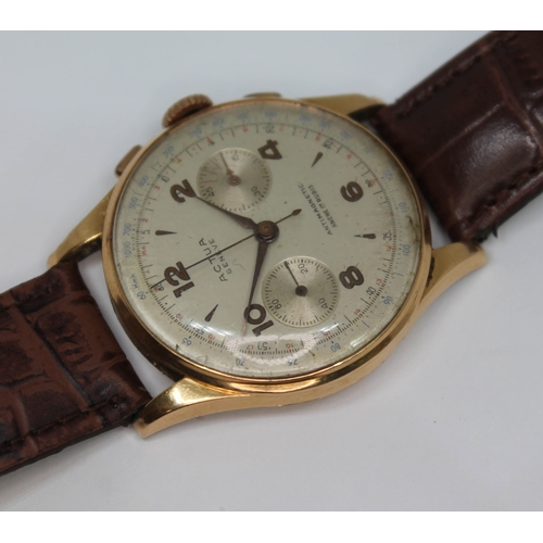 99 - A mid 20th century vintage Actua chronograph type wristwatch, signed dial with interspersed numerals... 