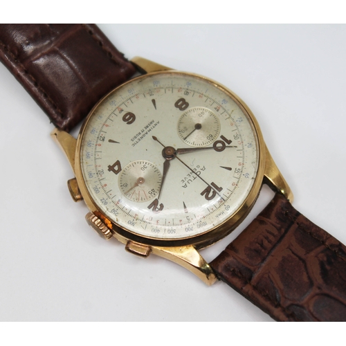 99 - A mid 20th century vintage Actua chronograph type wristwatch, signed dial with interspersed numerals... 