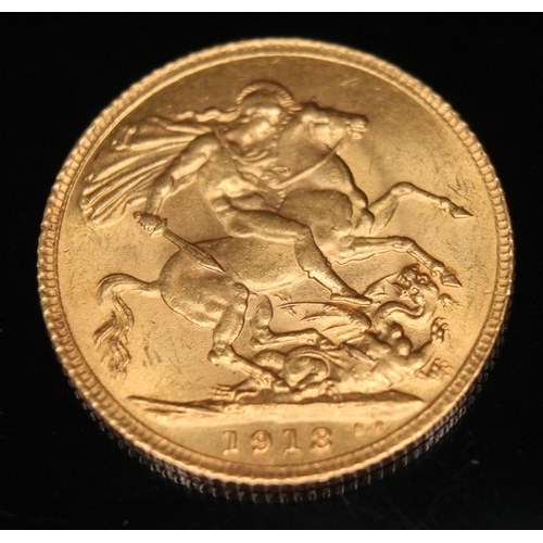 253 - George V 1913 sovereign, 10% buyer's premium (inclusive of VAT), normal online bidding fees apply.