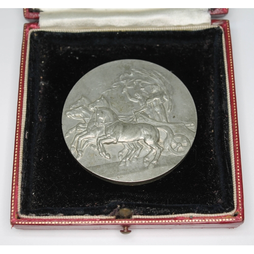 267 - London 1908 Olympic Games participant’s medal by B. Mackennal for Vaughton, Victory stood holding la... 