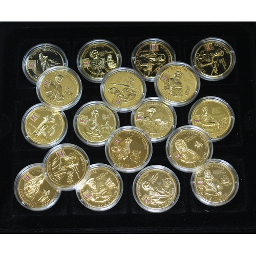 282 - A cased set of eighteen commemorative coins Great British Military Heroes.