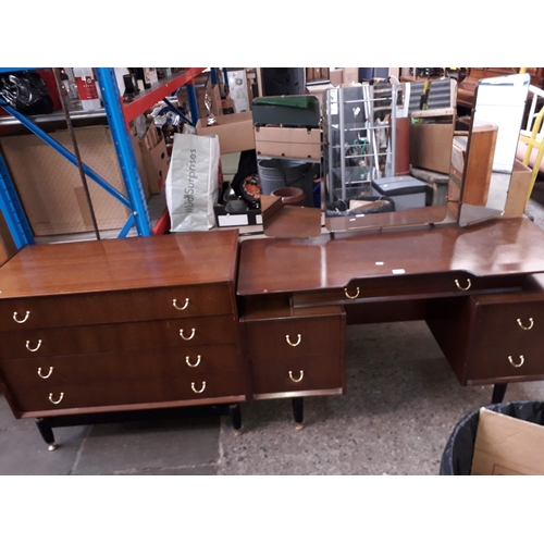 A GPlan dressing table and matching chest of drawers.