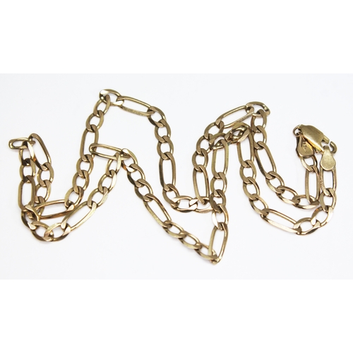 318 - A hallmarked 9ct gold curb link chain, length 44cm, weight 8.44g.