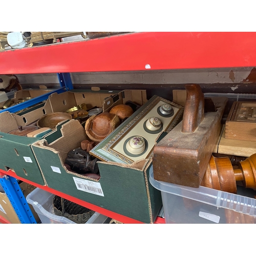 221 - Three boxes of treen including carvings etc.