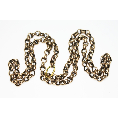 102 - A yellow metal link chain, length 60cm, weight 17.58g, tests as 9ct gold.