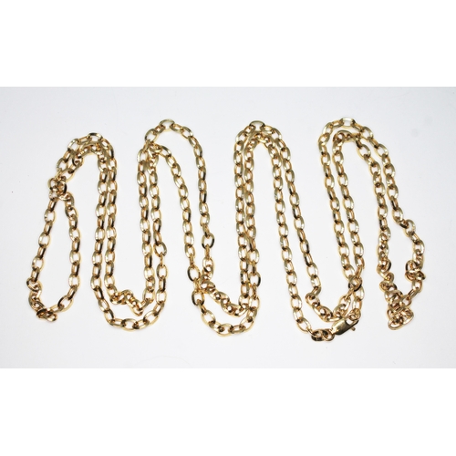 104 - An oval link chain, marked '375', length 118cm, wt. 10.29g.