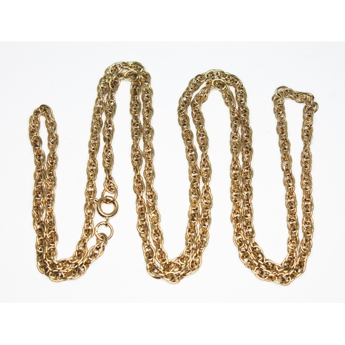 105 - A hallmarked 9ct gold fancy link chain, length 70cm, wt. 14.67g.