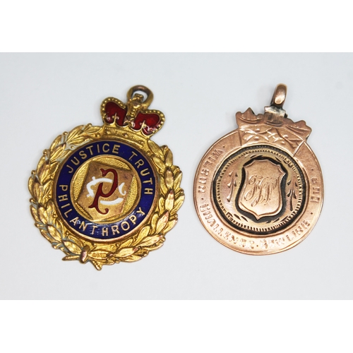 129 - Two hallmarked 9ct gold fob medals, gross wt. 9.33g.