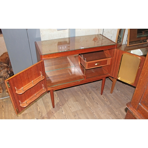 11 - A retro mid 20th century Danish teak drinks cabinet, height 88cm, width 98cm and depth 43cm.