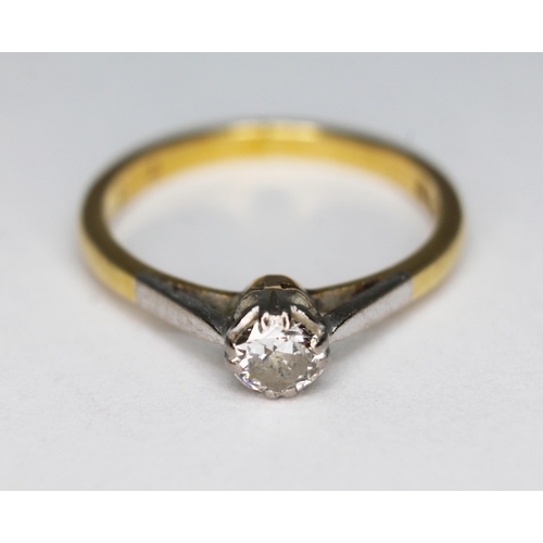 164 - A diamond solitaire ring, the round brilliant cut diamond weighing approx. 0.22 carats, hallmarked 1... 