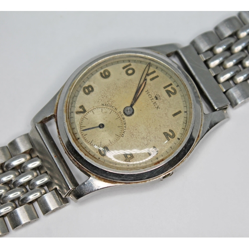 176 - A Rolex stainless steel watch circa 1940s, 15 jewel movement, Dennison case numbered 12325 & 2502, c... 