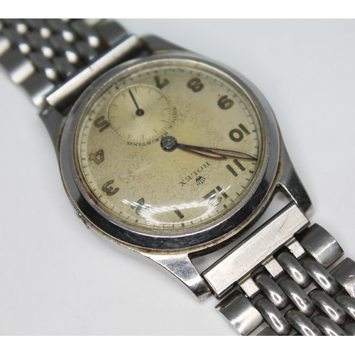 176 - A Rolex stainless steel watch circa 1940s, 15 jewel movement, Dennison case numbered 12325 & 2502, c... 