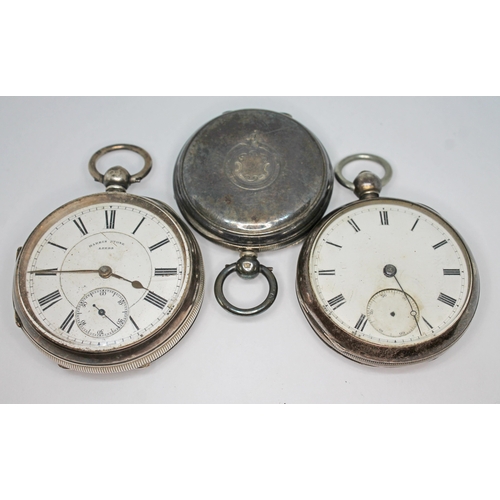 178 - Two silver pocket watches and a silver pocket watch case.