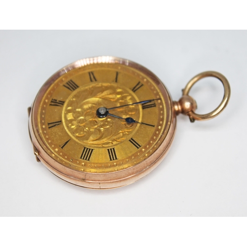 180 - A ladies pocket watch, the case marked '9c', gross wt. 28.69g, diam. 33mm.