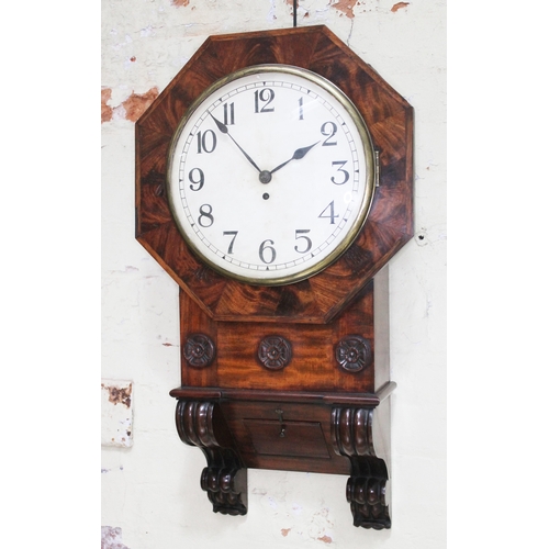 58 - A 19th century mahogany cased drop dial fusee wall clock.