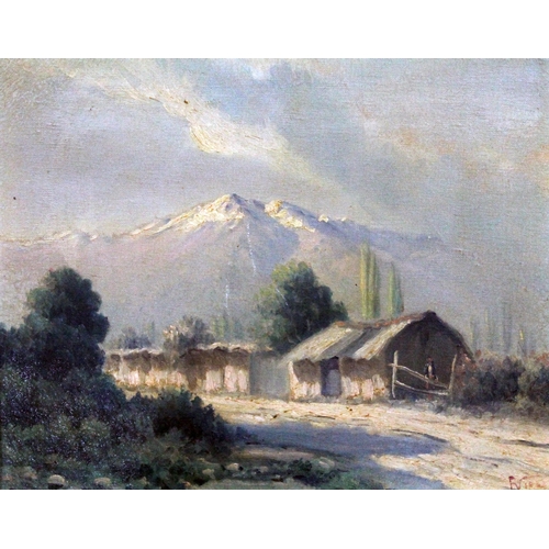 63 - F Vial (Chilean, late 19th/early 20th century), a set of four landscapes, oil on canvas, 41cm x 32cm... 