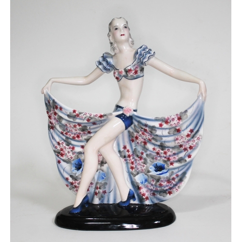 215 - A rare Goldscheider German Art Deco figure of a dancer, designed by Adolph Prischl, signed 'Prischl'... 