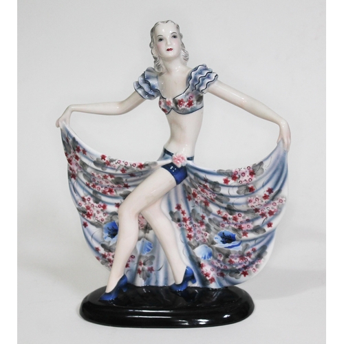 215 - A rare Goldscheider German Art Deco figure of a dancer, designed by Adolph Prischl, signed 'Prischl'... 