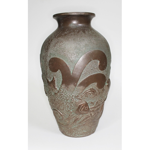 223 - A Bretby vase decorated with fish, height 45cm.