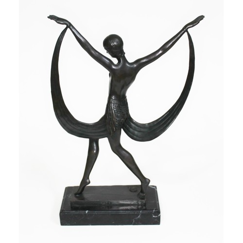 221 - After Pierre Le Faguays, Art Deco style bronze figure of a dancer, signed 'Fayral' with J.B. Deposee... 