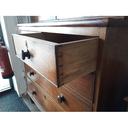 54A - A 19th century oak chest with cabinet top, width 112cm, depth 48cm & height 209cm.