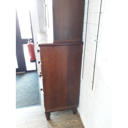 54A - A 19th century oak chest with cabinet top, width 112cm, depth 48cm & height 209cm.