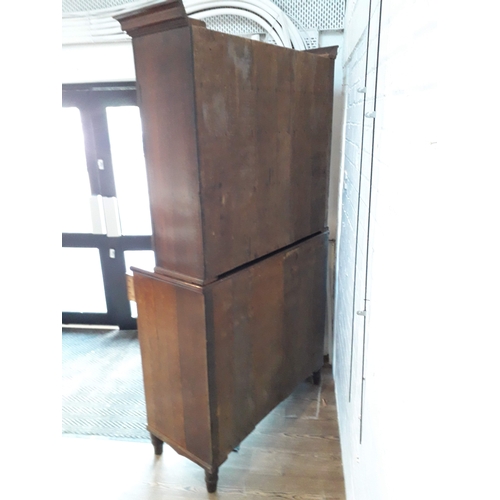 54A - A 19th century oak chest with cabinet top, width 112cm, depth 48cm & height 209cm.