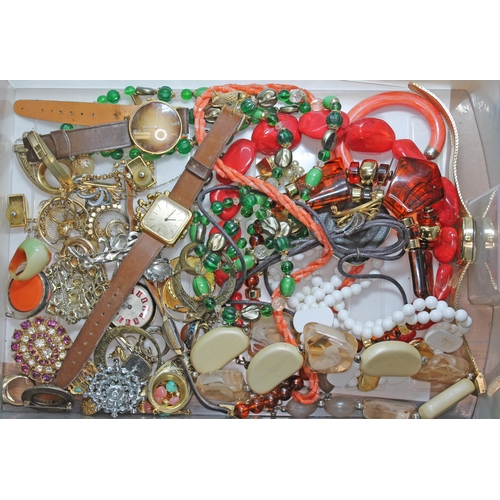 352 - Assorted costume jewellery and watches.