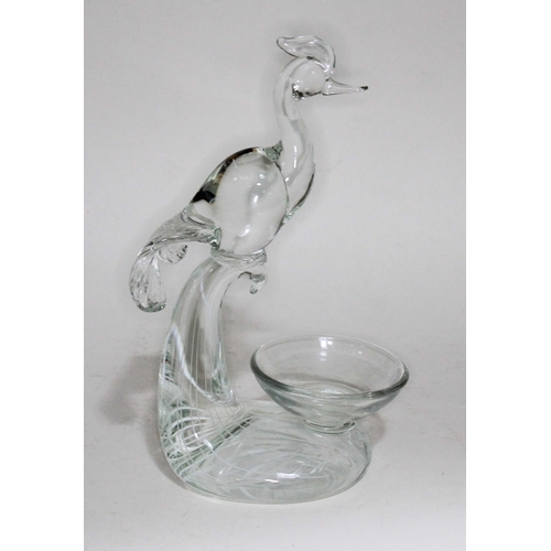 167 - Licio Zanetti for Vetri Murano, a glass sculpture of a bird with internal white banding, bearing mar... 