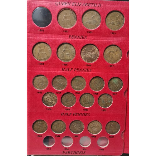 64 - Queen Elizabeth II coin album, sparsely filled.